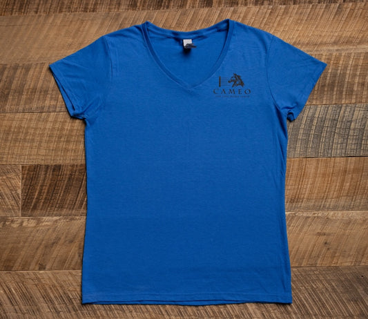 Cameo Logo Short-Sleeve Gildan DryBlend V-Neck T-Shirt For Women